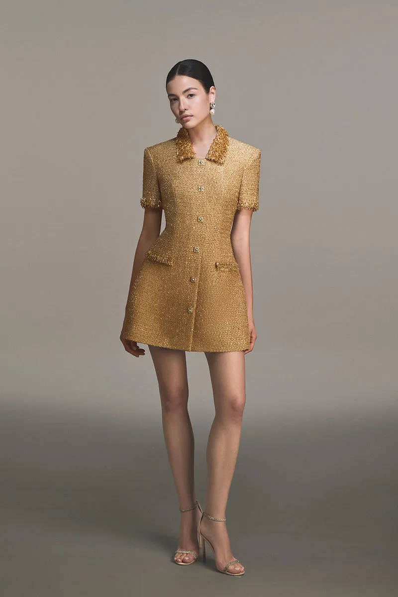 gold embellished mini dress Gloria Lanvin