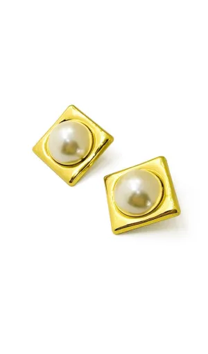 Gold Geometric Square Earrings Gloria Lanvin