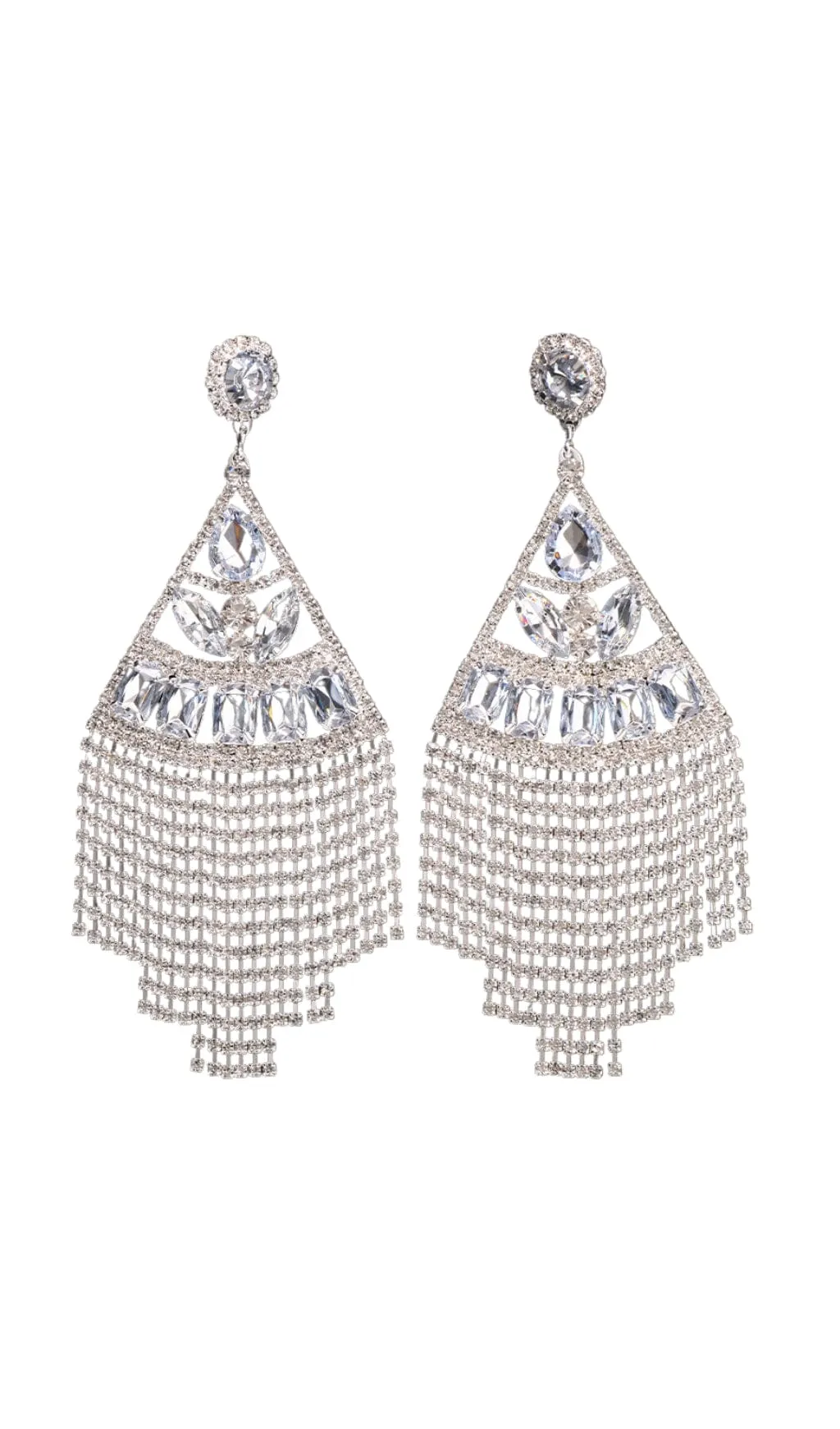 GOLD STATEMENT CRYSTAL DROP TASSEL EARRINGS Gloria Lanvin