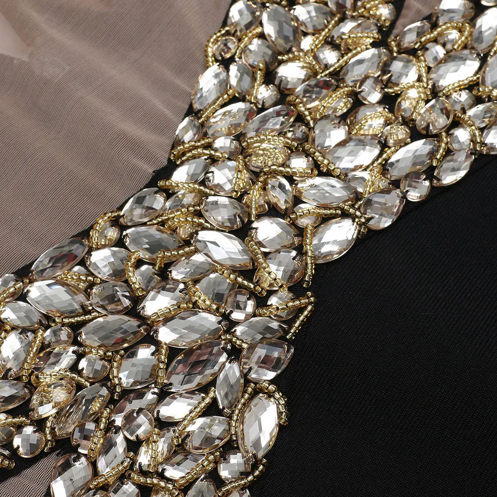 Gold X Beads Embellished Black maxi Dress Gloria Lanvin