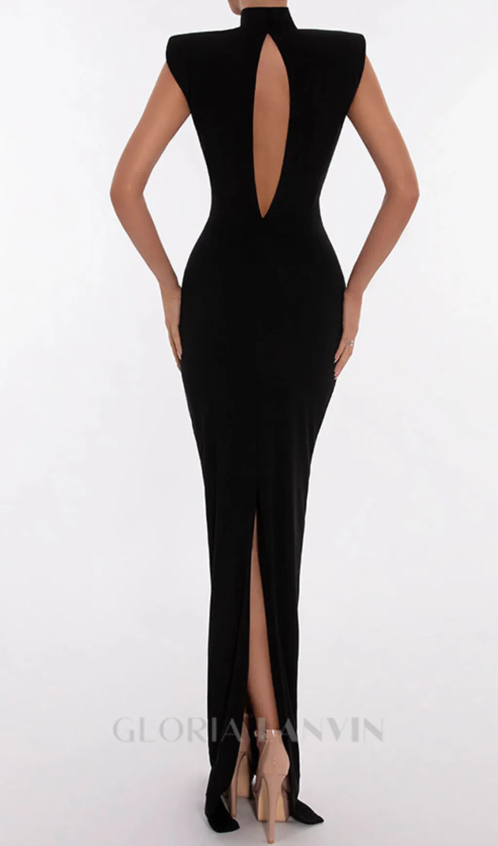Gold X Beads Embellished Black maxi Dress Gloria Lanvin