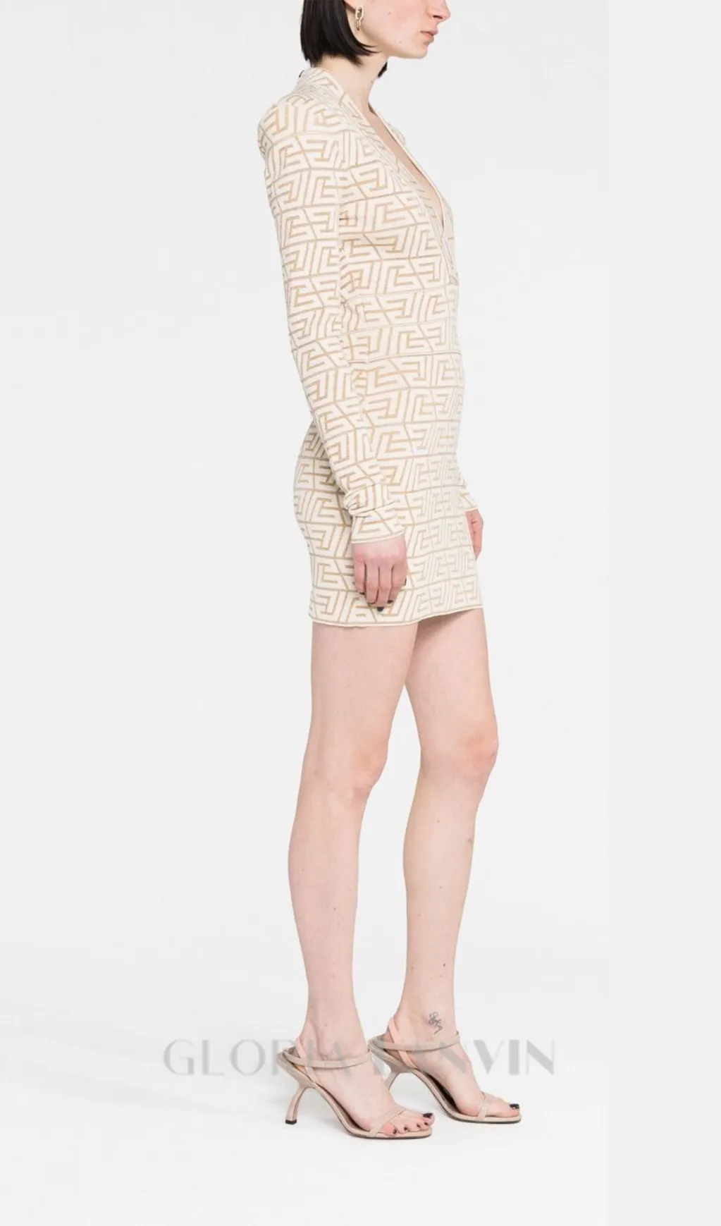 GRACE APRICOT MONOGRAM-JACQUARD MINI DRESS Gloria Lanvin
