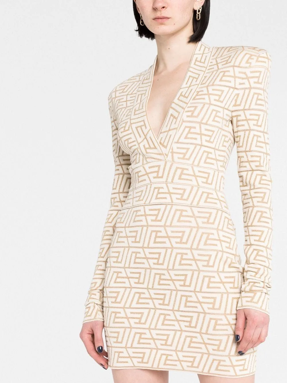 GRACE APRICOT MONOGRAM-JACQUARD MINI DRESS Gloria Lanvin