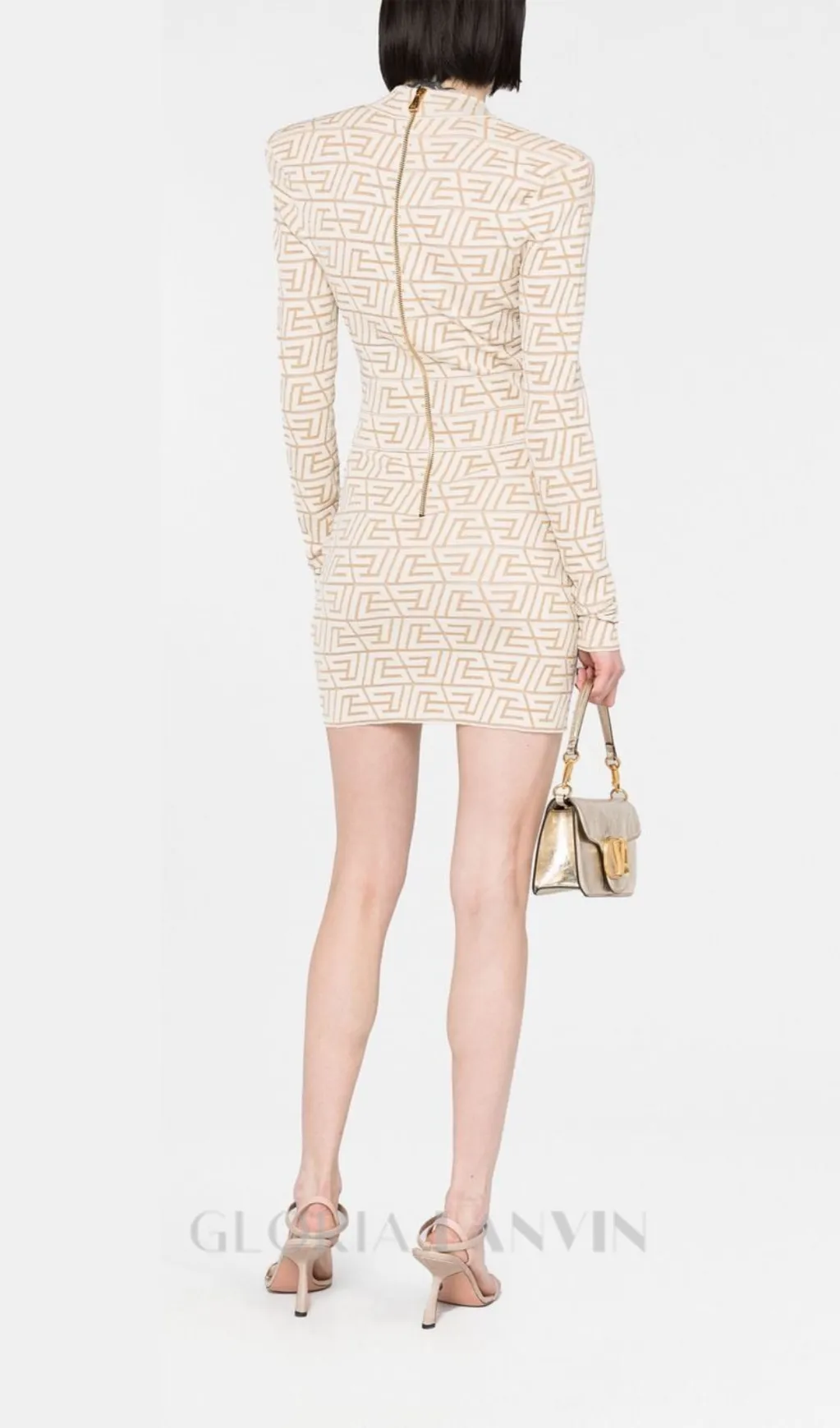 GRACE APRICOT MONOGRAM-JACQUARD MINI DRESS Gloria Lanvin