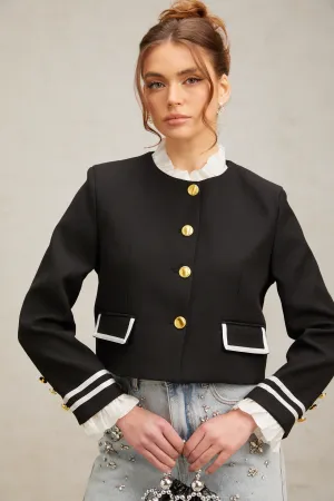 Graldine black ruffled-trim jacket Gloria Lanvin
