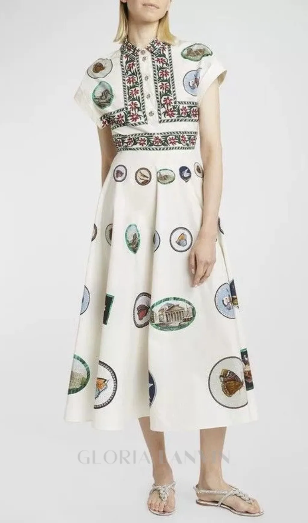 GRAPHIC PRINT COTTON MIDI DRESS Gloria Lanvin