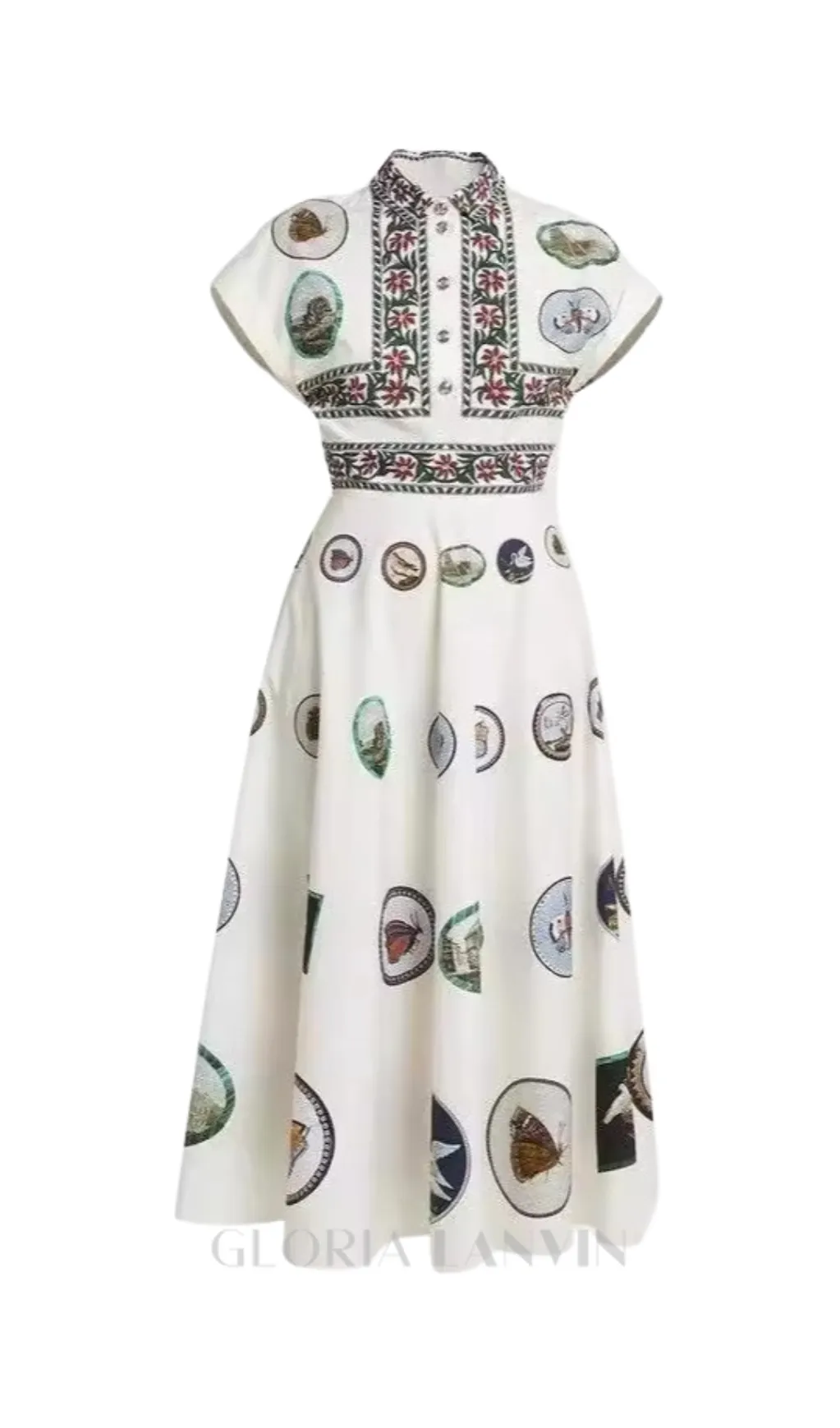 GRAPHIC PRINT COTTON MIDI DRESS Gloria Lanvin