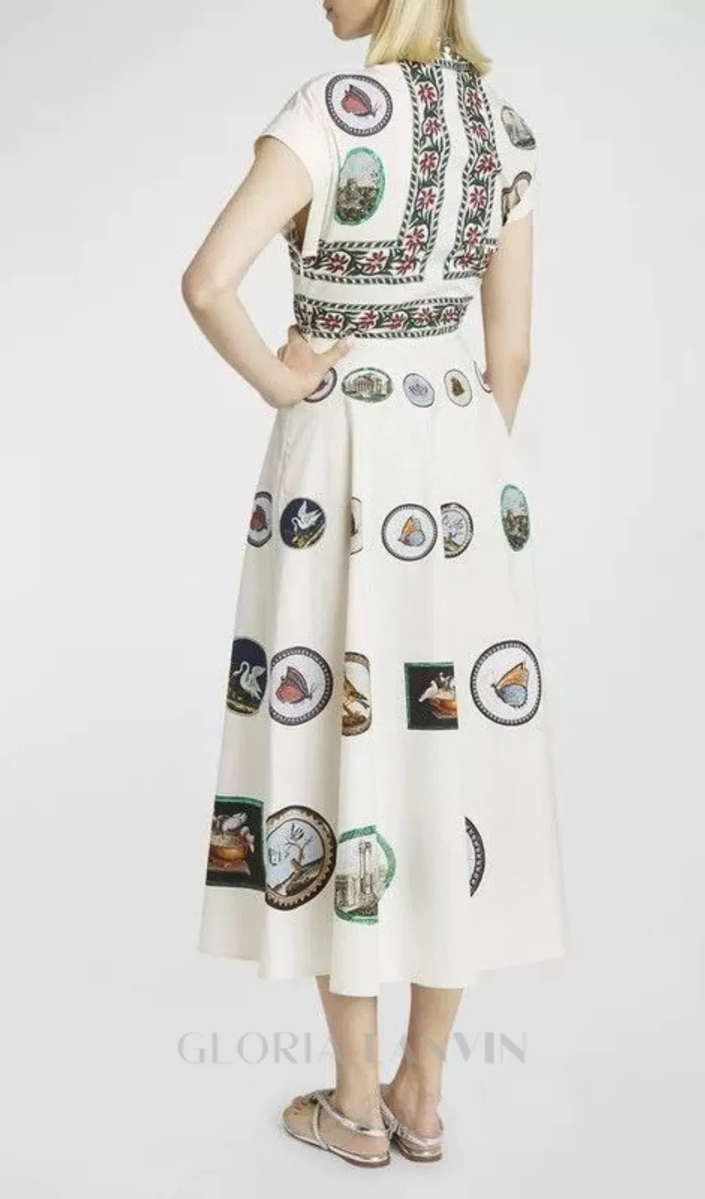 GRAPHIC PRINT COTTON MIDI DRESS Gloria Lanvin