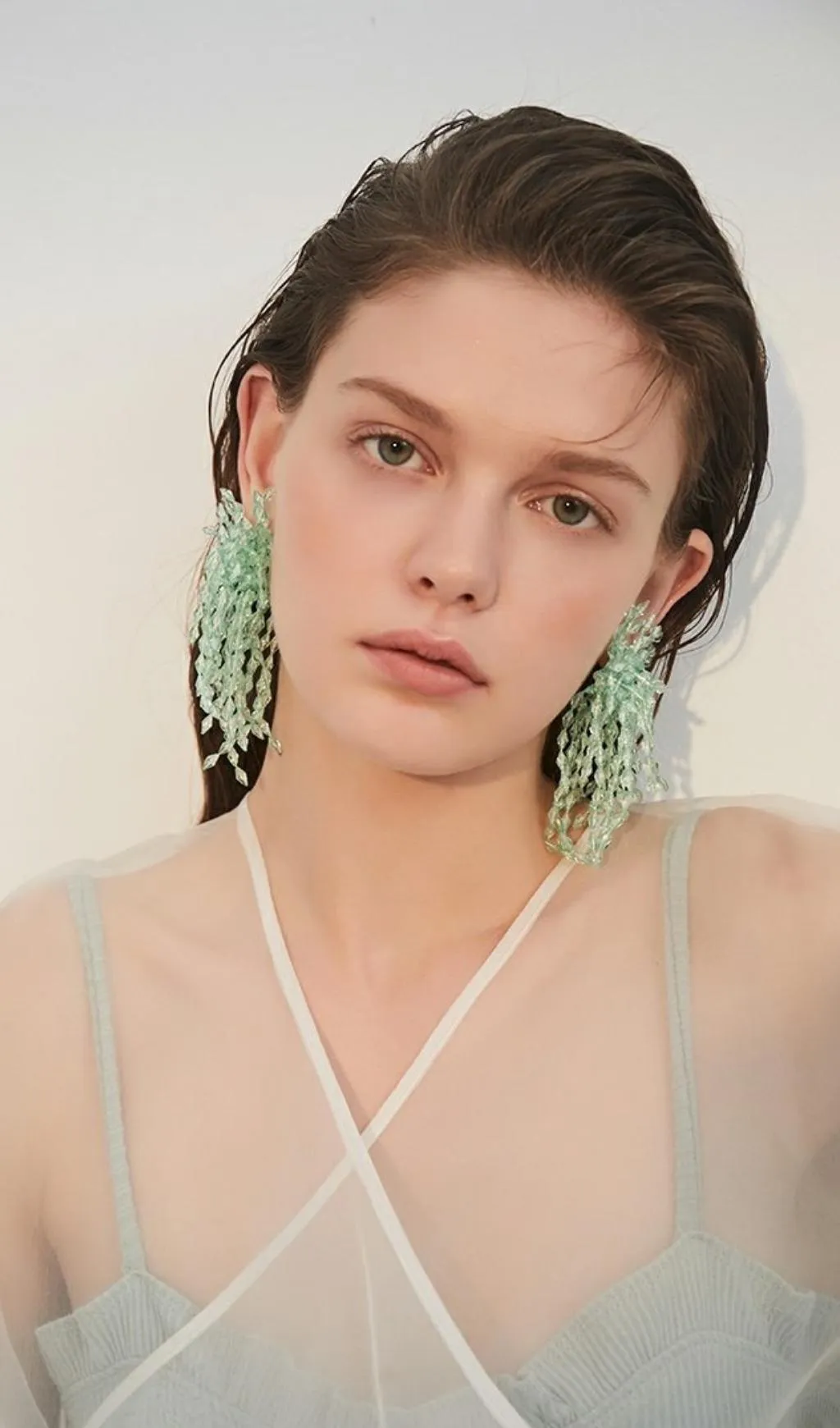 Green Acryl Tassel earrings Gloria Lanvin
