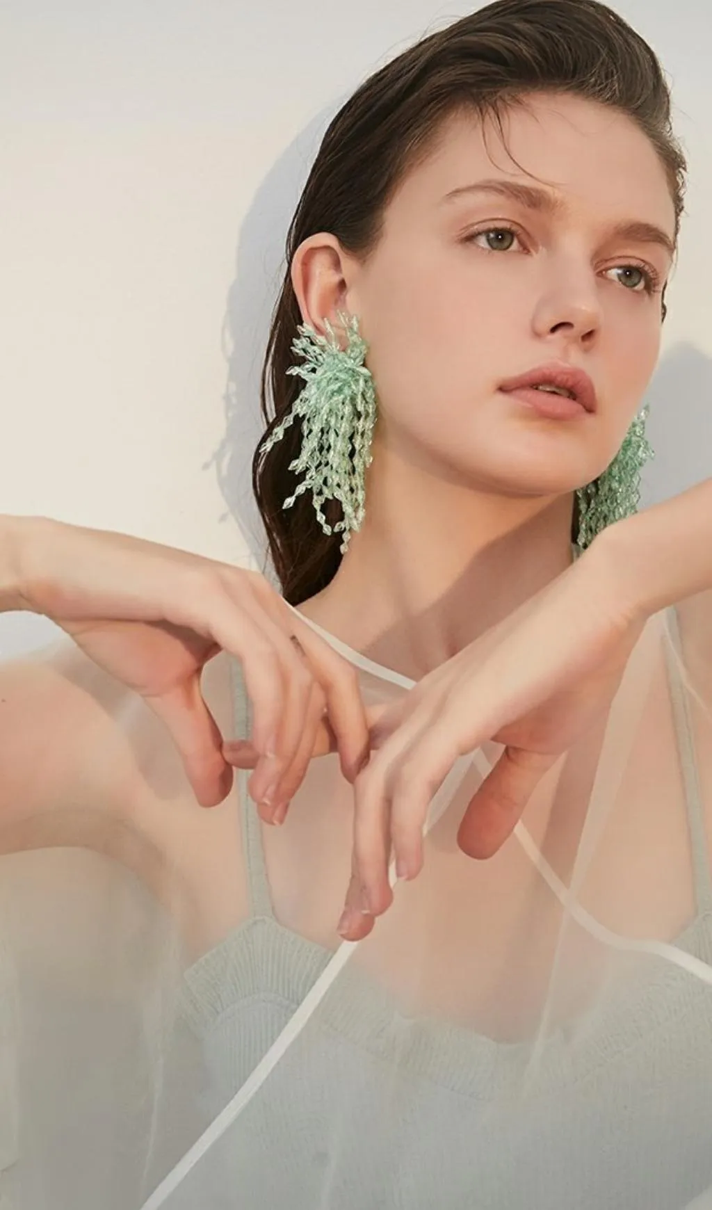 Green Acryl Tassel earrings Gloria Lanvin