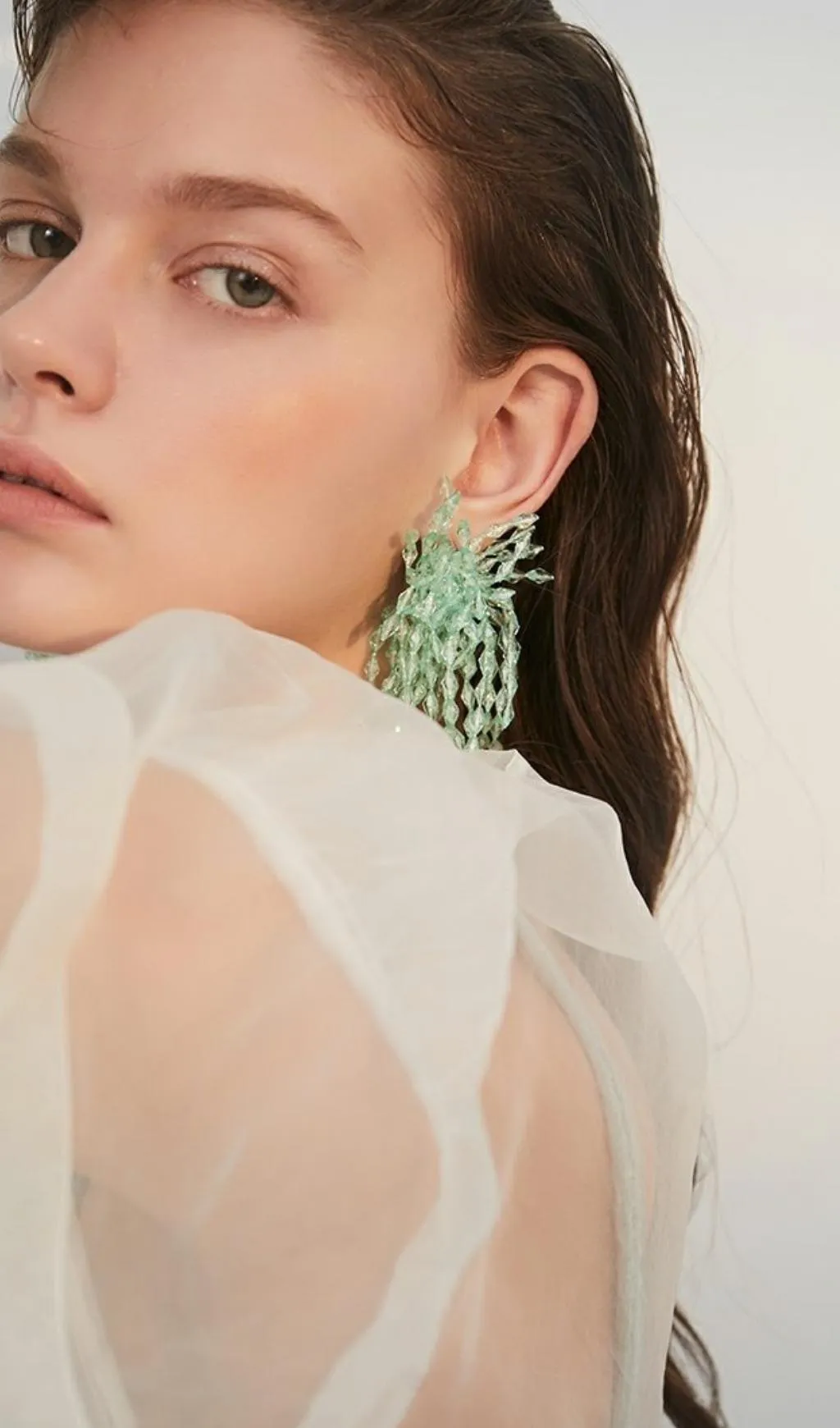 Green Acryl Tassel earrings Gloria Lanvin