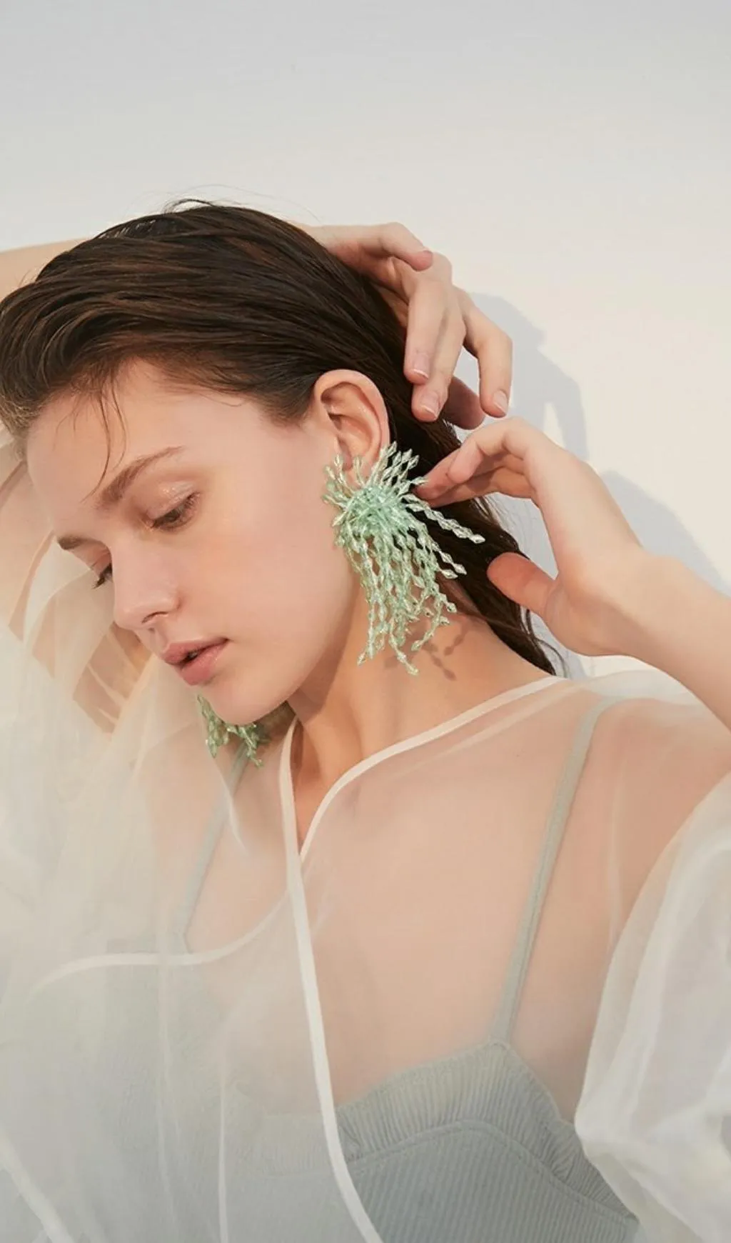 Green Acryl Tassel earrings Gloria Lanvin