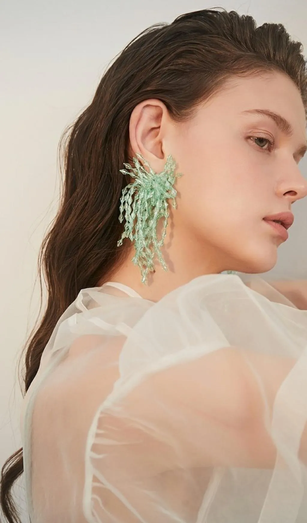 Green Acryl Tassel earrings Gloria Lanvin