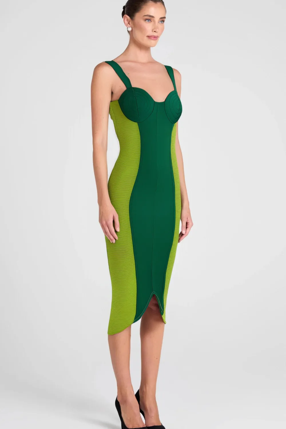 GREEN BANDAGE SLIP MIDI DRESS Gloria Lanvin