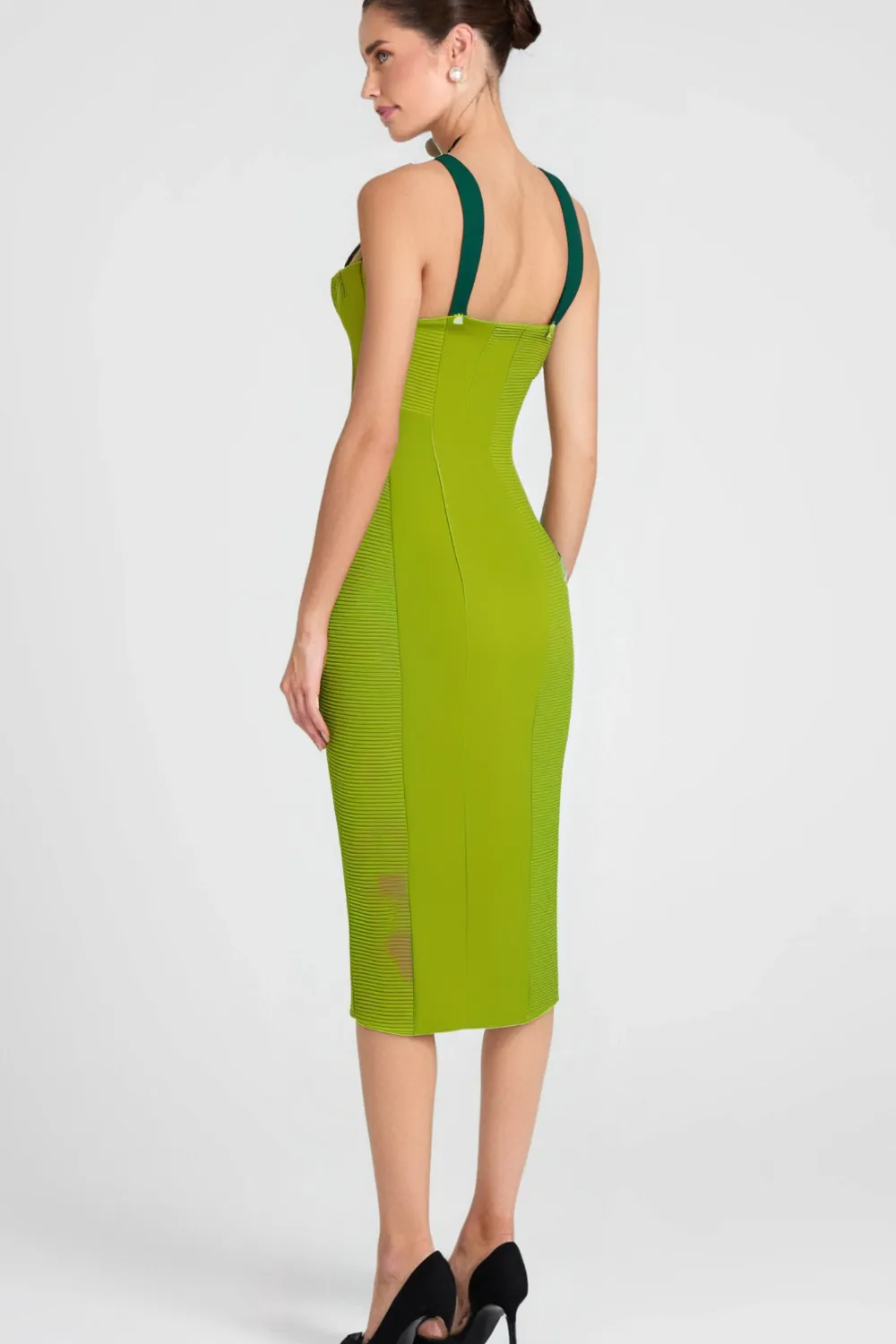 GREEN BANDAGE SLIP MIDI DRESS Gloria Lanvin