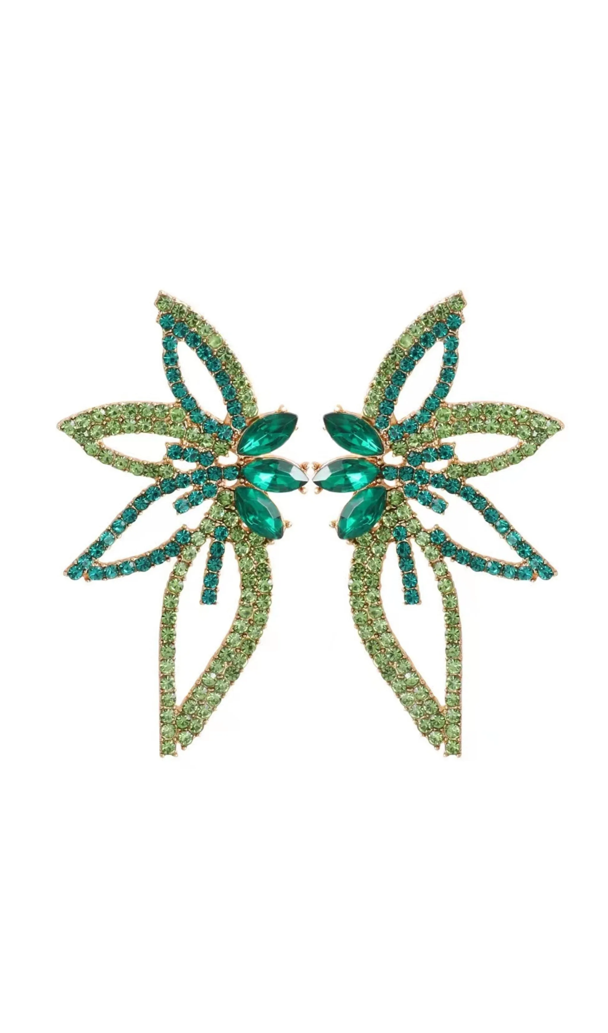 GREEN CRYSTAL FLOWER EARRINGS Gloria Lanvin