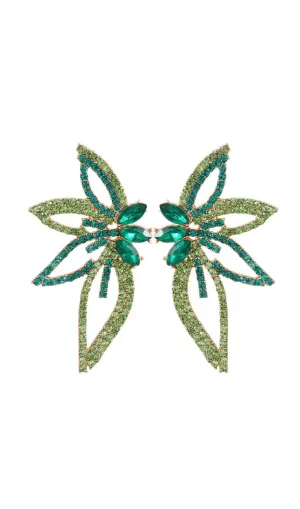 GREEN CRYSTAL FLOWER EARRINGS Gloria Lanvin