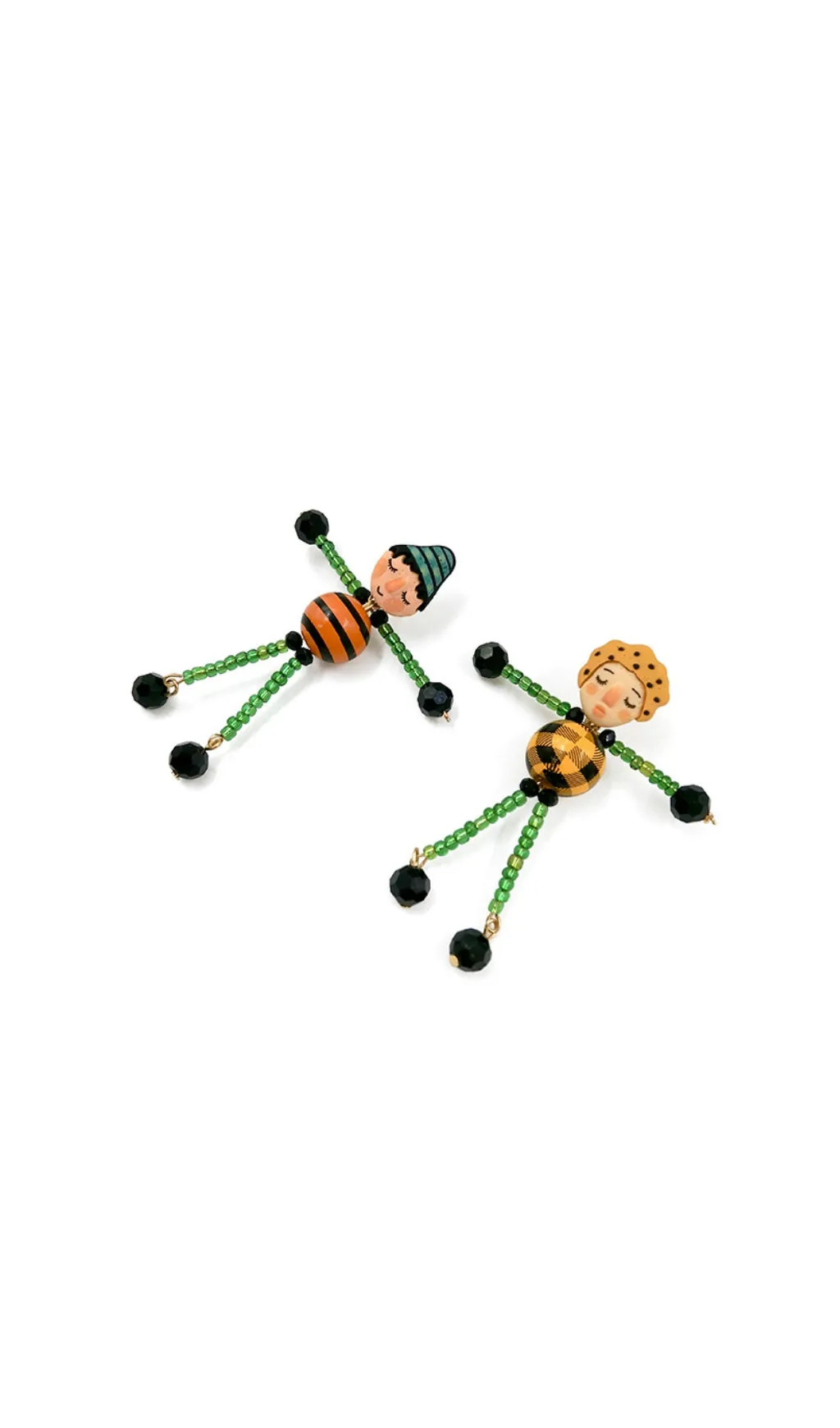 Green dolls beaded earrings Gloria Lanvin