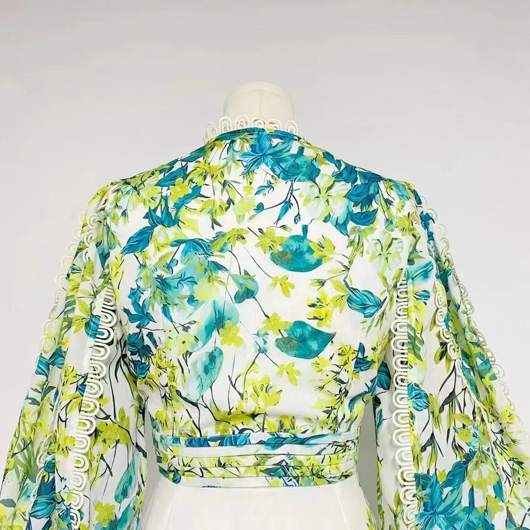 GREEN FLORAL PRINTED MAXI DRESS Gloria Lanvin