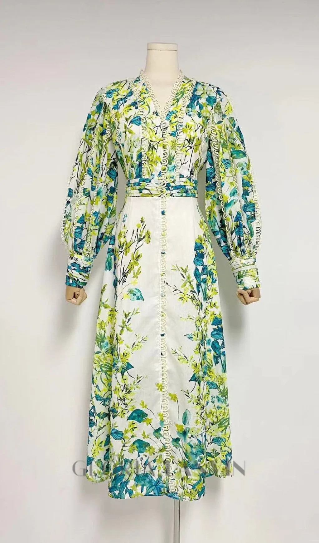 GREEN FLORAL PRINTED MAXI DRESS Gloria Lanvin