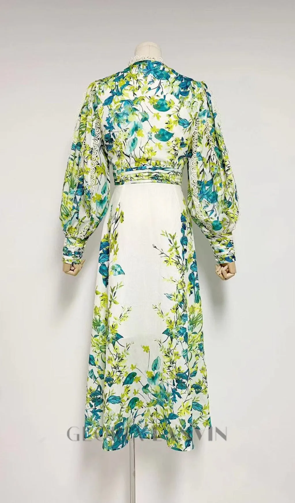 GREEN FLORAL PRINTED MAXI DRESS Gloria Lanvin