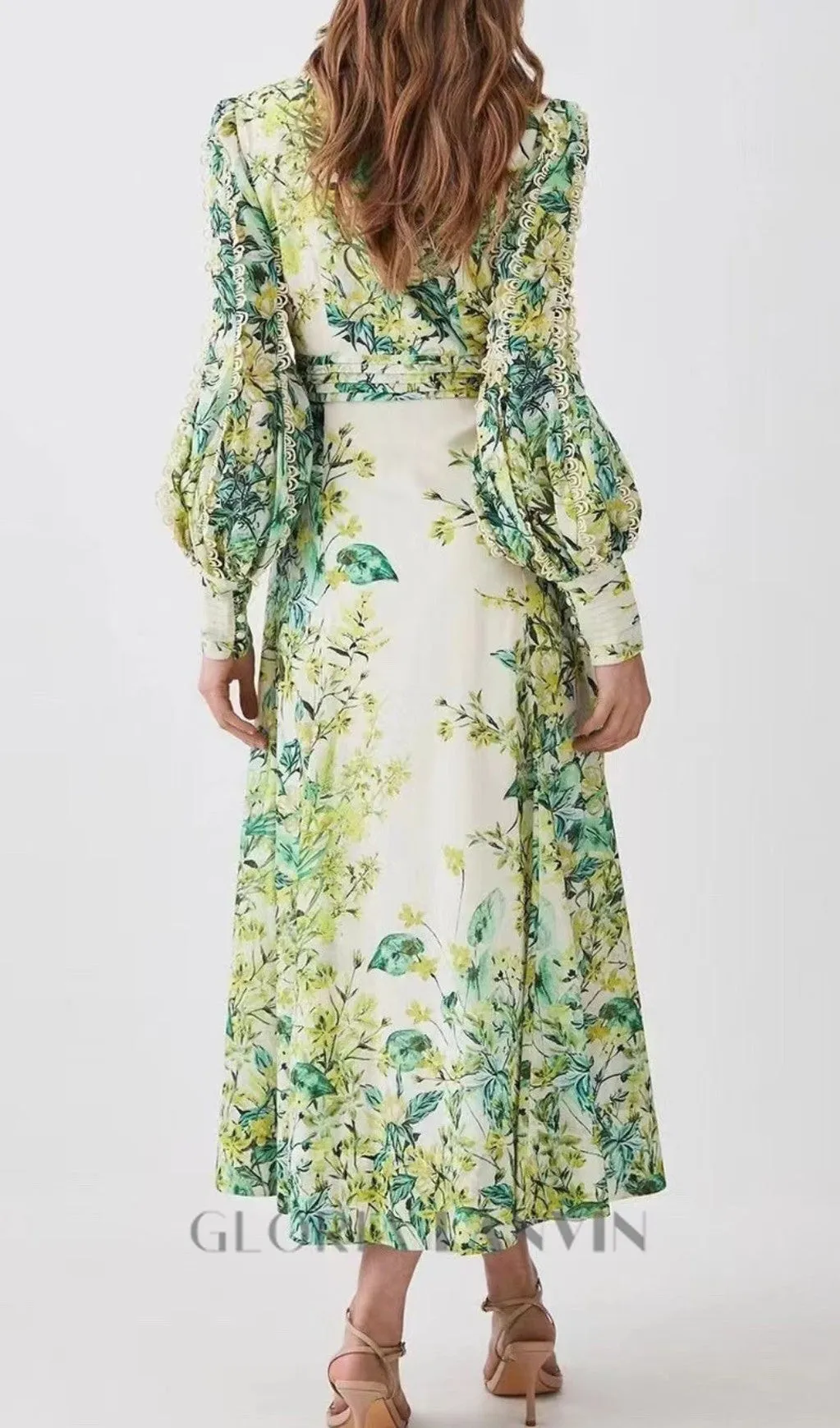 GREEN FLORAL PRINTED MAXI DRESS Gloria Lanvin