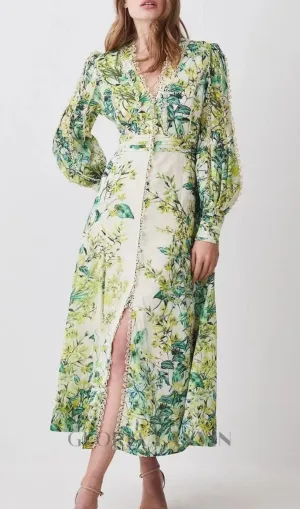 GREEN FLORAL PRINTED MAXI DRESS Gloria Lanvin