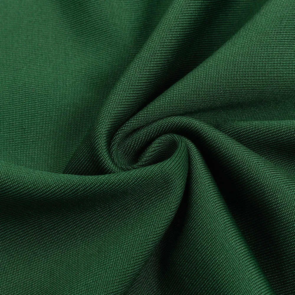 GREEN LONG SLEEVE RUCHED MIDI DRESS Gloria Lanvin