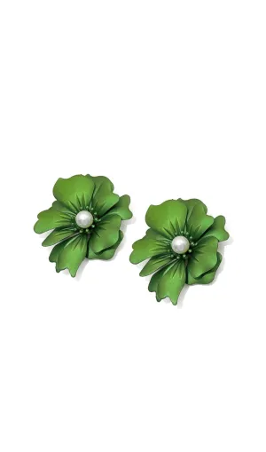 GREEN PETAL ALLOY EARRINGS Gloria Lanvin