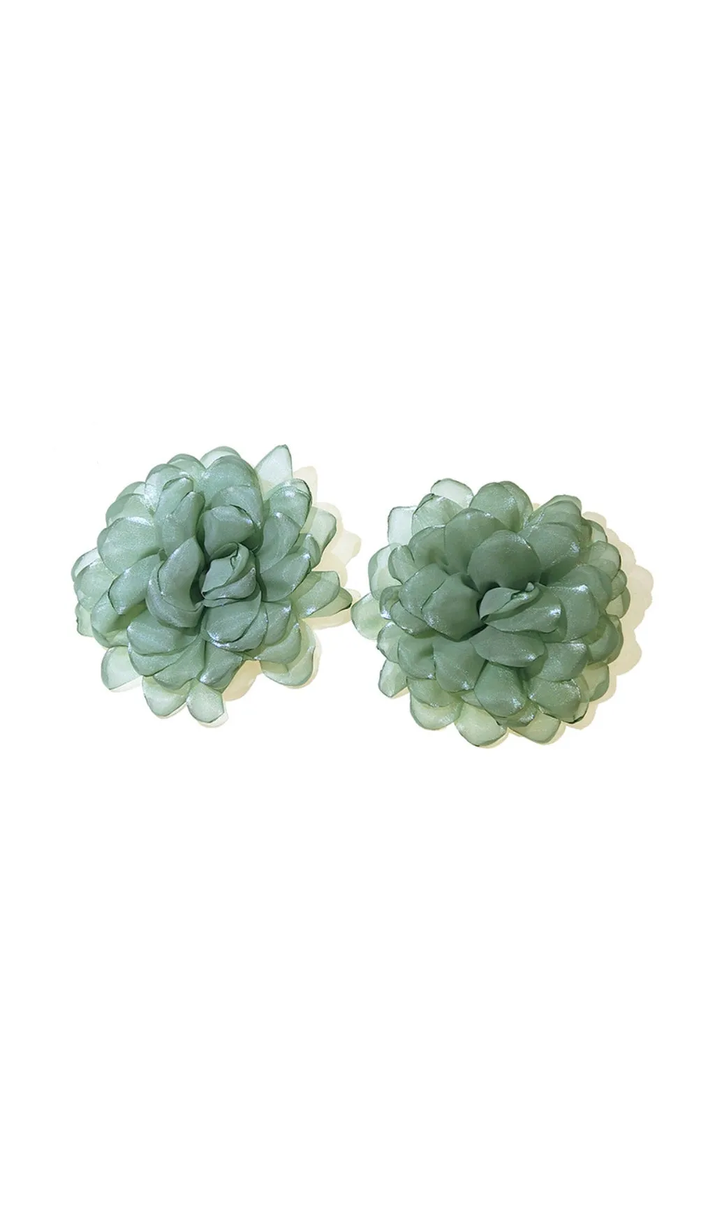 GREEN PETAL FABRIC EARRINGS Gloria Lanvin