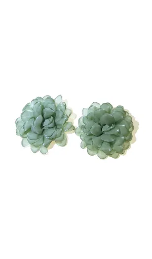 GREEN PETAL FABRIC EARRINGS Gloria Lanvin