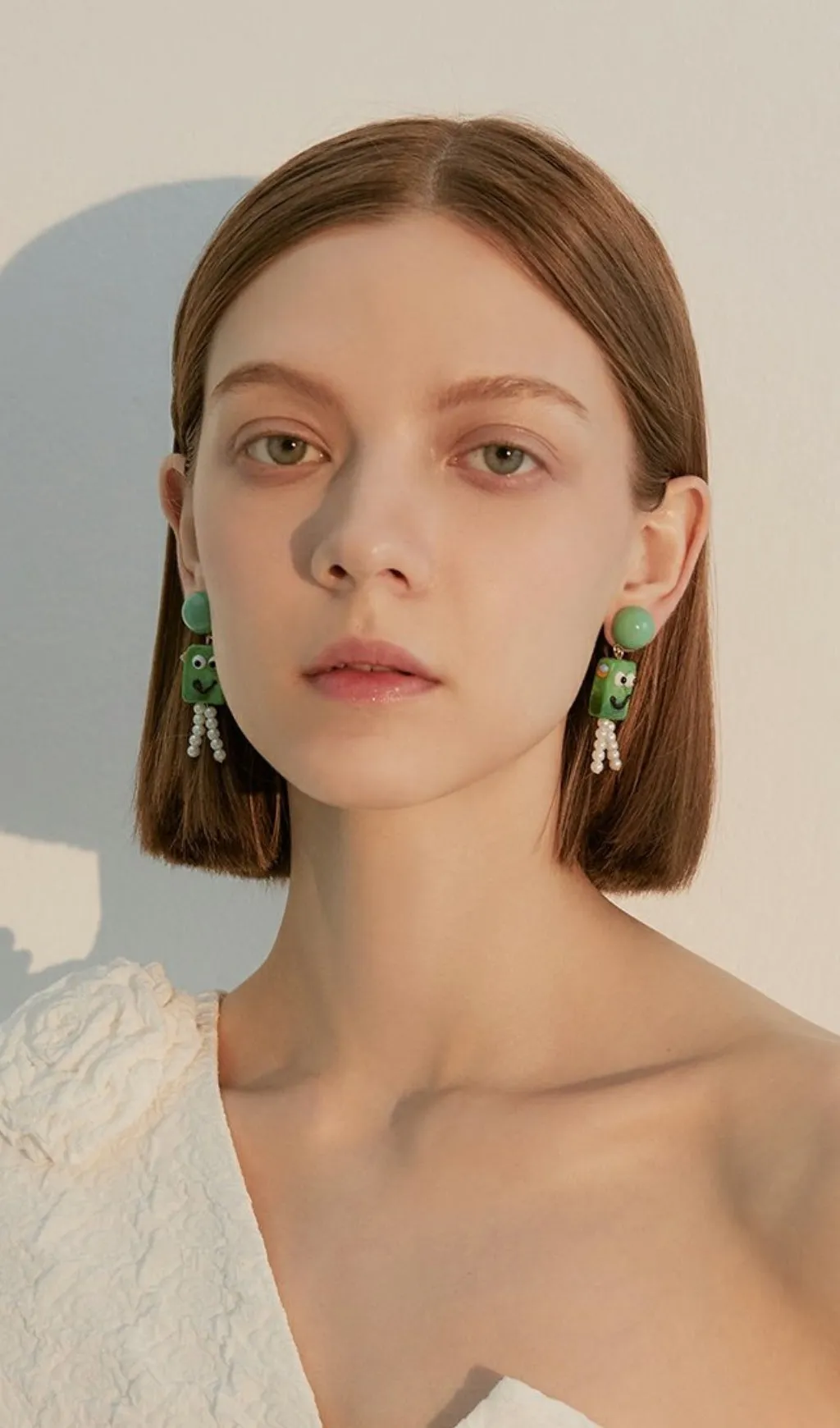 GREEN SMILEY PEARL EARRINGS Gloria Lanvin