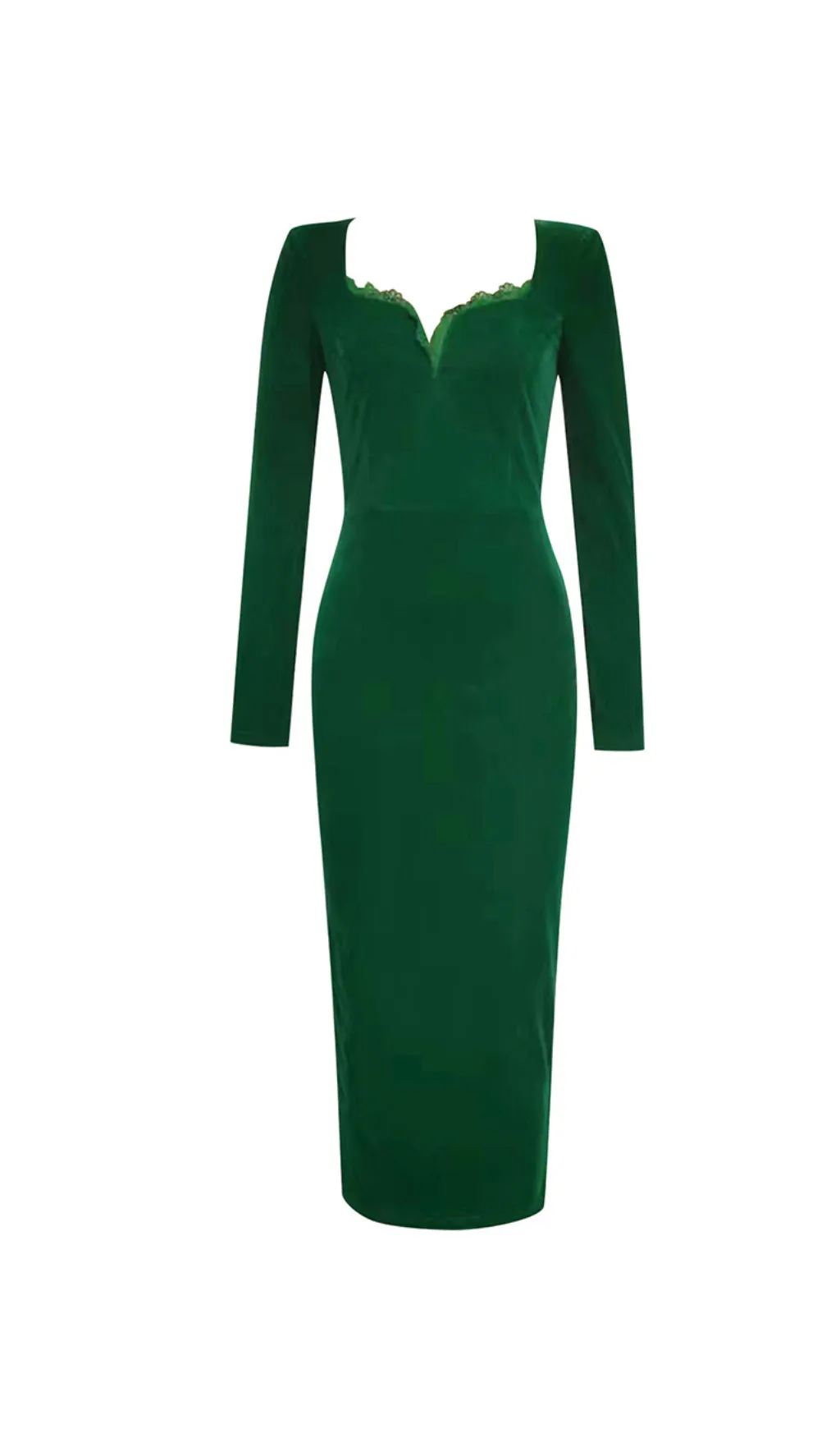 GREEN SPLIT BACK BODYCON MIDI DRESS Gloria Lanvin