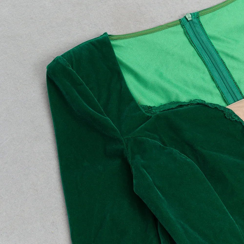 GREEN SPLIT BACK BODYCON MIDI DRESS Gloria Lanvin