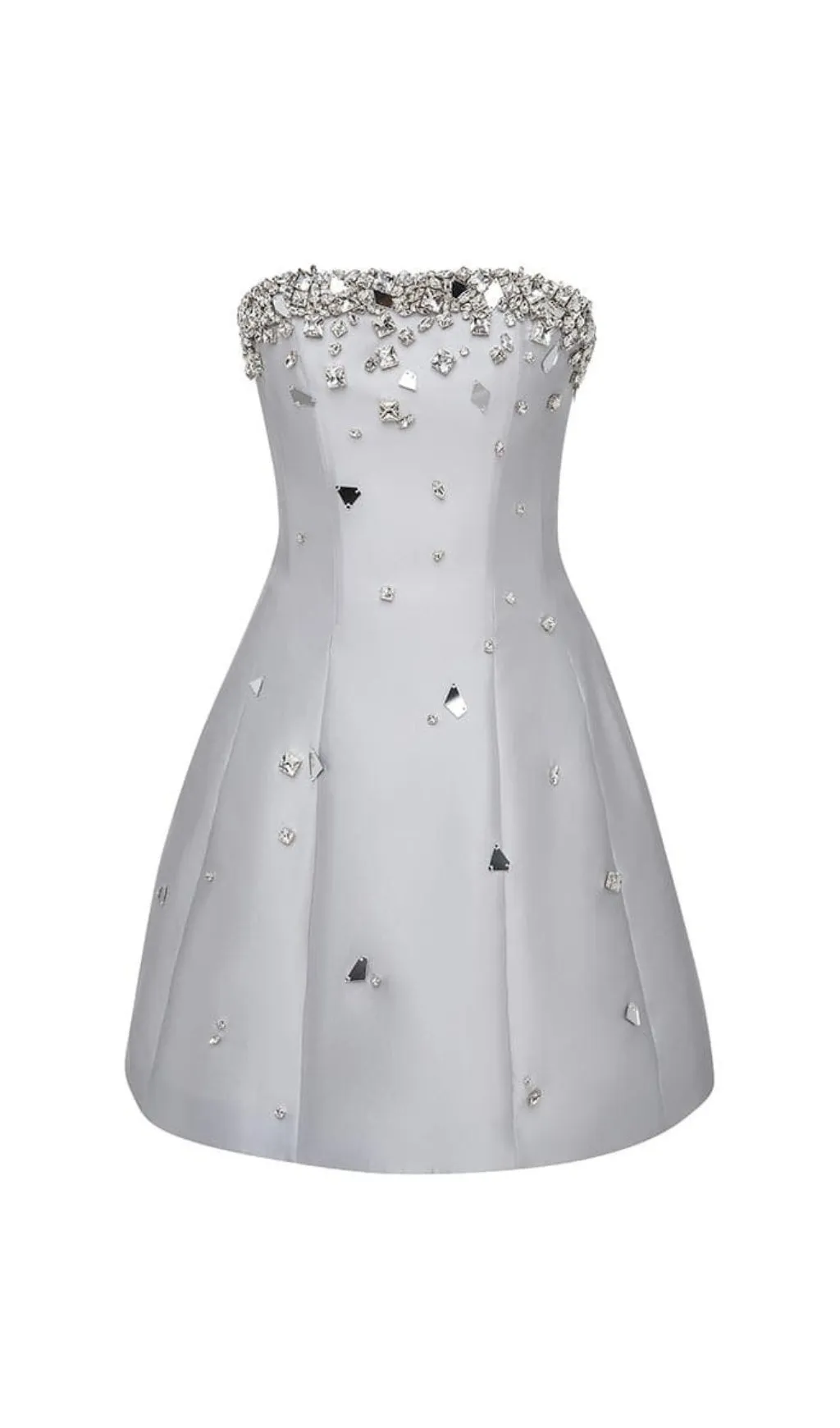 GREY CRYSTAL-EMBELLISHED STRAPLESS MINI DRESS Gloria Lanvin