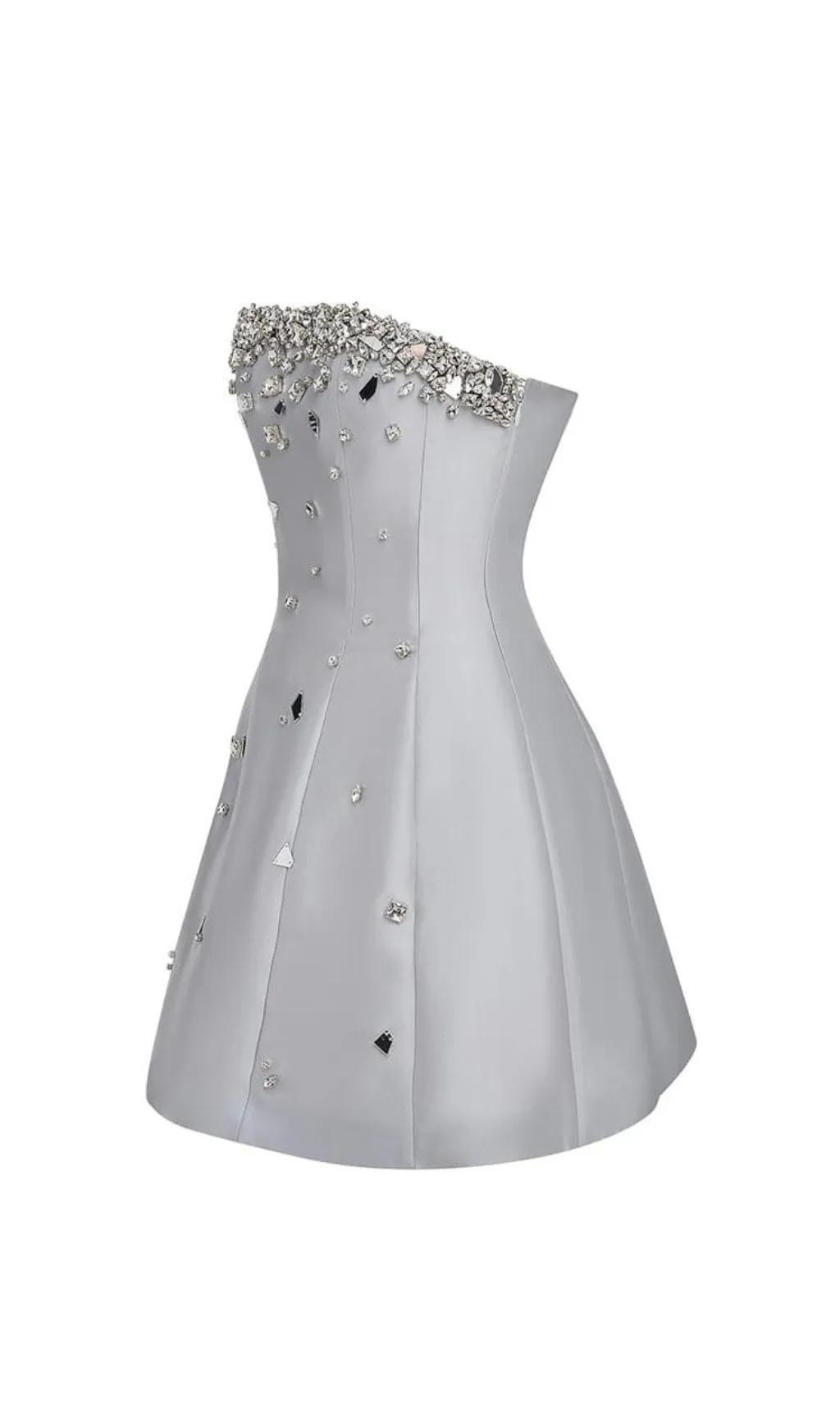 GREY CRYSTAL-EMBELLISHED STRAPLESS MINI DRESS Gloria Lanvin