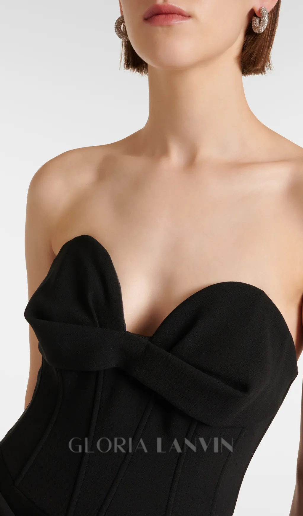 GRISELDA DRAPED WOOL-BLEND BUSTIER MINI DRESS IN BLACK Gloria Lanvin