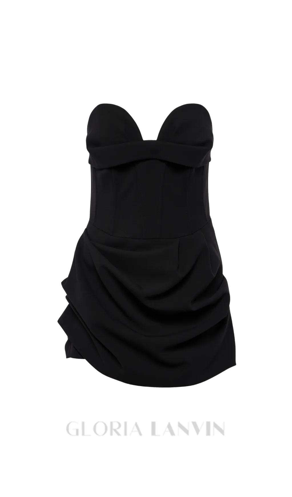 GRISELDA DRAPED WOOL-BLEND BUSTIER MINI DRESS IN BLACK Gloria Lanvin