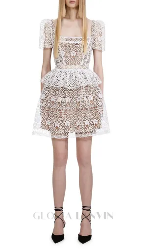 GUIPURE LACE LAYERED MINI DRESS Gloria Lanvin