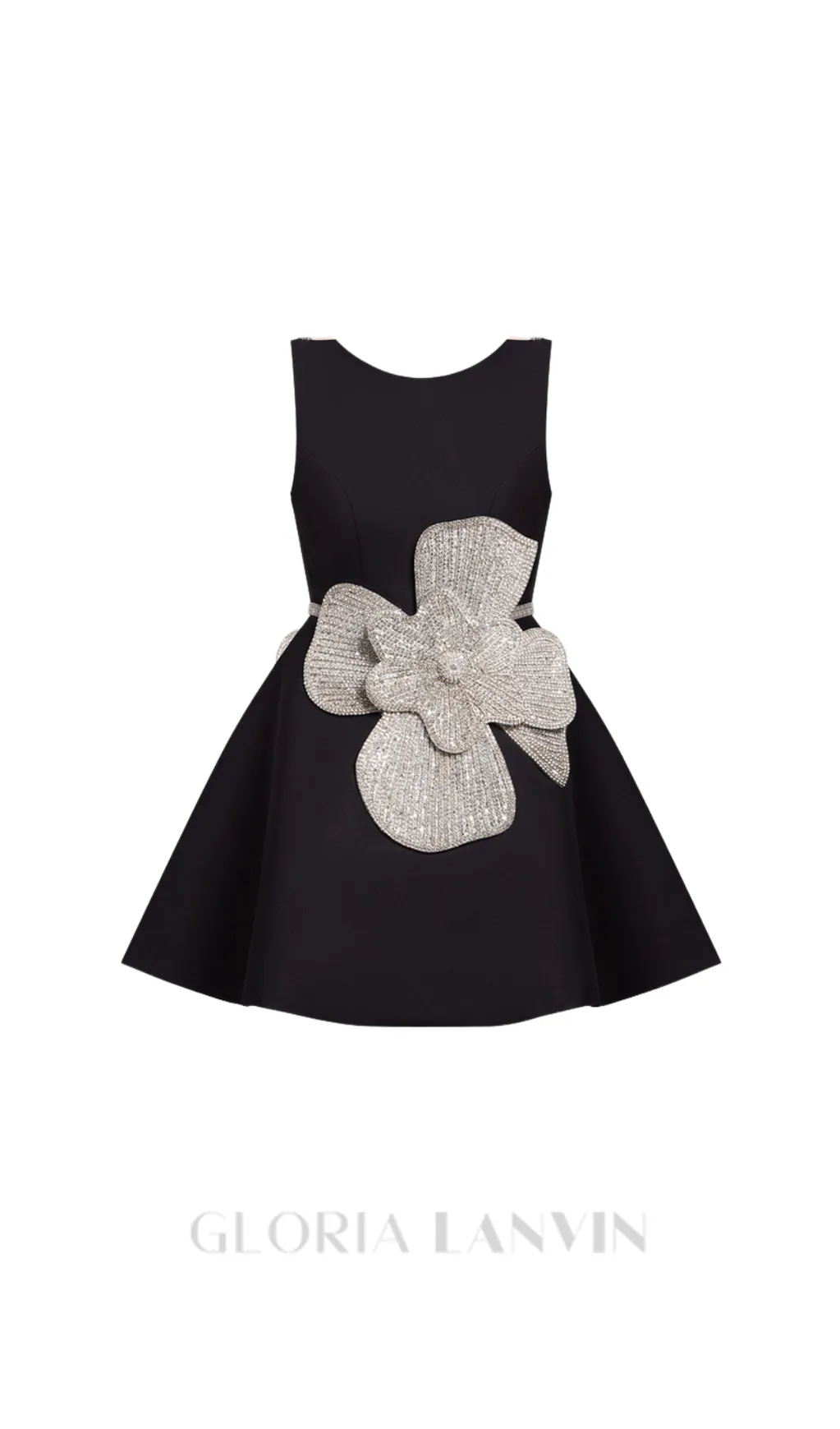 GUSTAVE BLACK MINI DRESS WITH APPLIQU Gloria Lanvin