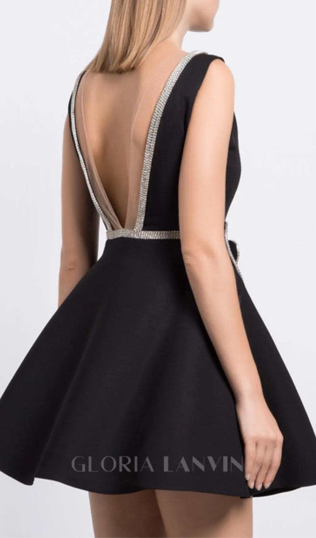 GUSTAVE BLACK MINI DRESS WITH APPLIQU Gloria Lanvin