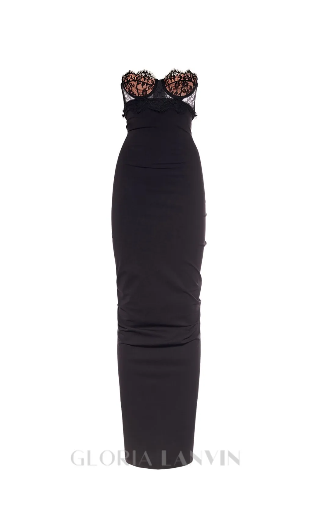 GWENDOLYN STRETCH JERSEY STRAPLESS MAXI DRESS IN BLACK Gloria Lanvin