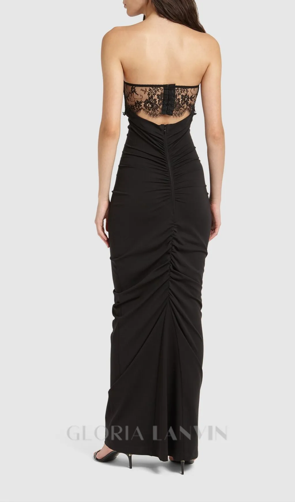 GWENDOLYN STRETCH JERSEY STRAPLESS MAXI DRESS IN BLACK Gloria Lanvin