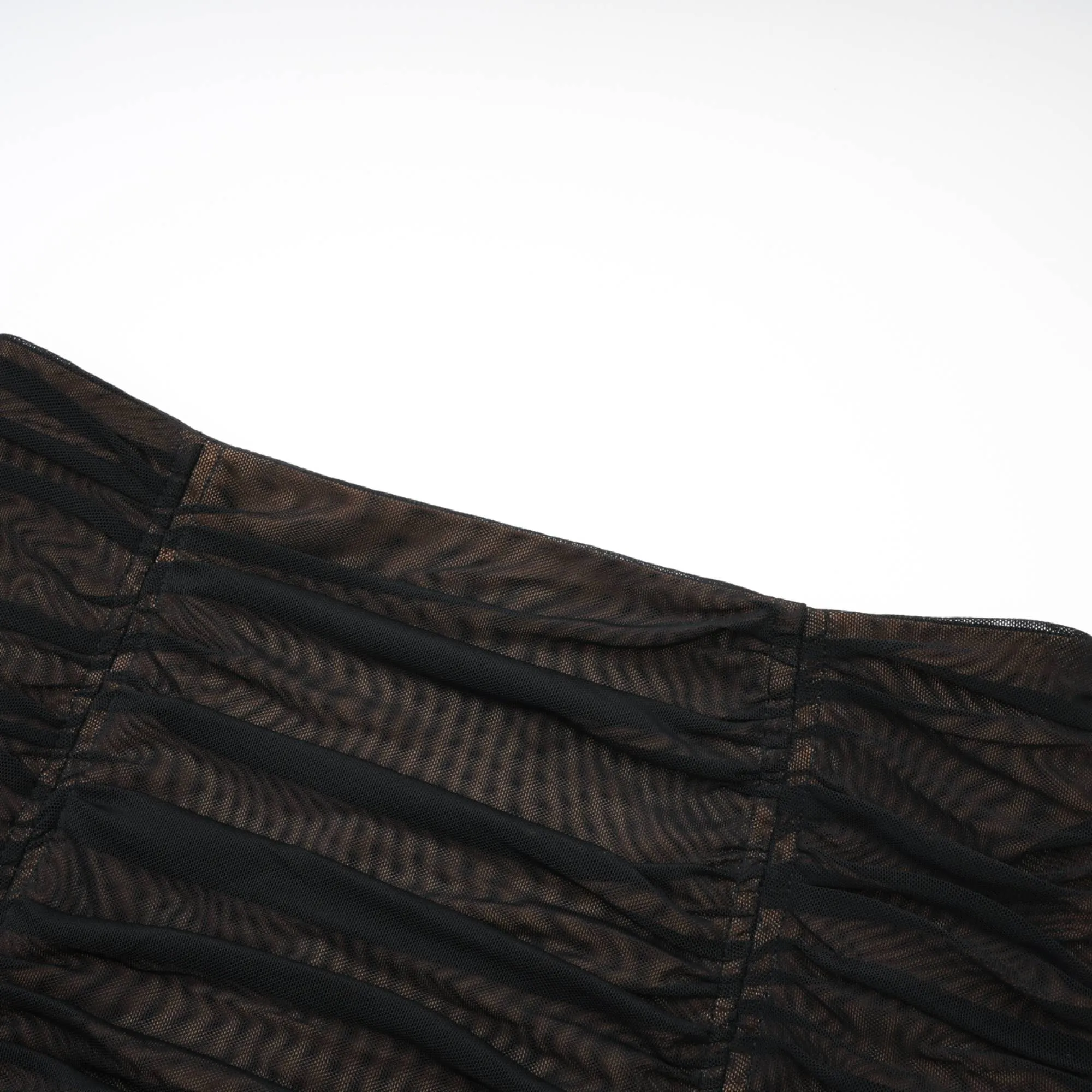 Gwenonwy black ruched mesh top & skirt matching set Gloria Lanvin