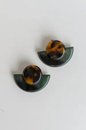 Hadley Olive Acrylic Statement Earrings