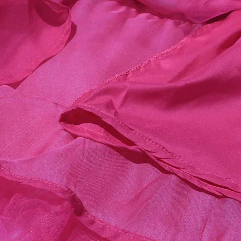 half-high-neckline tulle mini dress in pink Gloria Lanvin