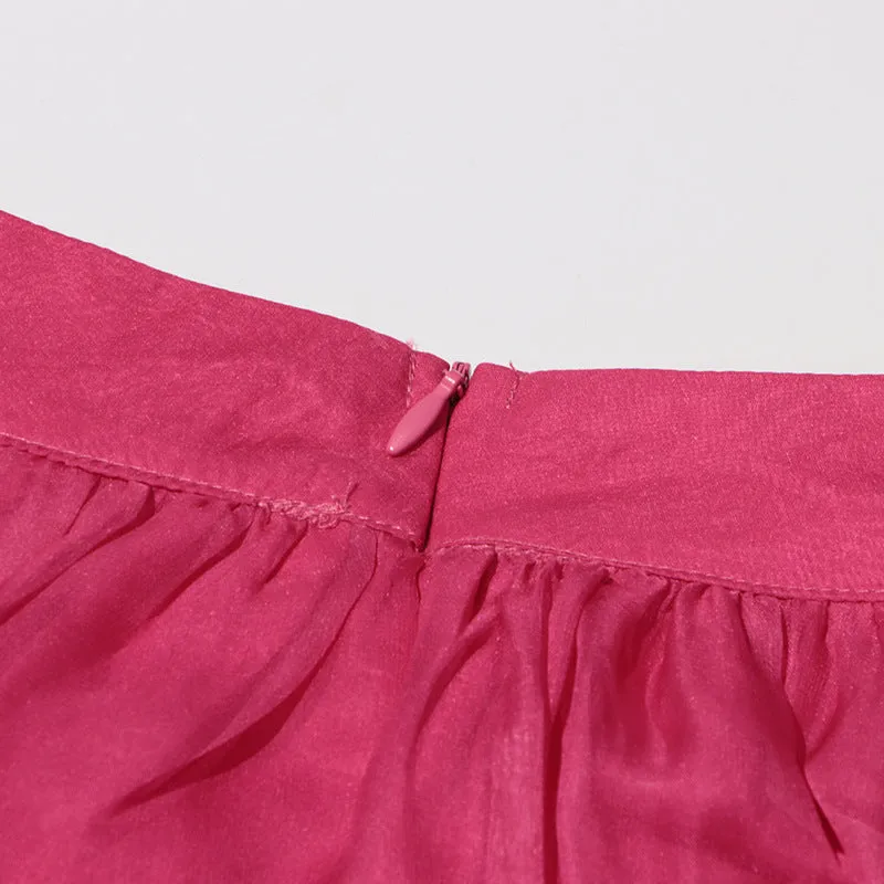 half-high-neckline tulle mini dress in pink Gloria Lanvin