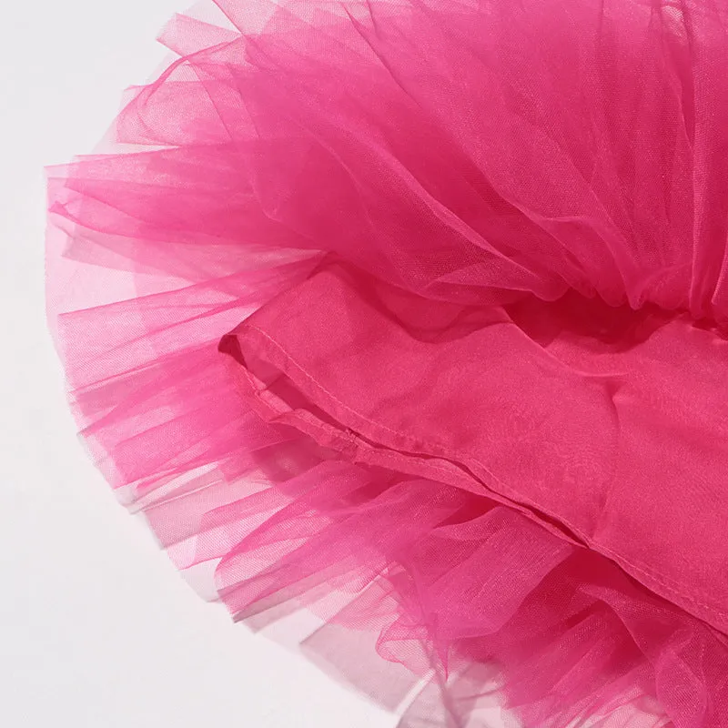 half-high-neckline tulle mini dress in pink Gloria Lanvin
