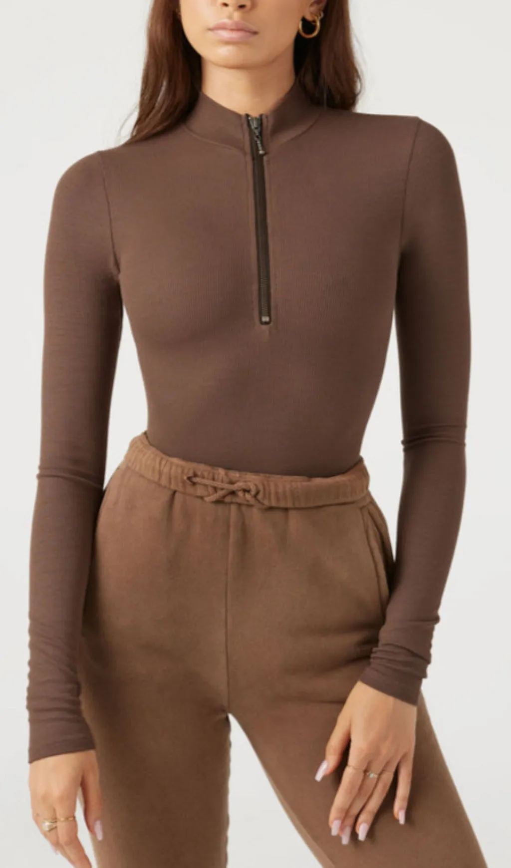 HALF ZIP MOCK NECK TOP Gloria Lanvin