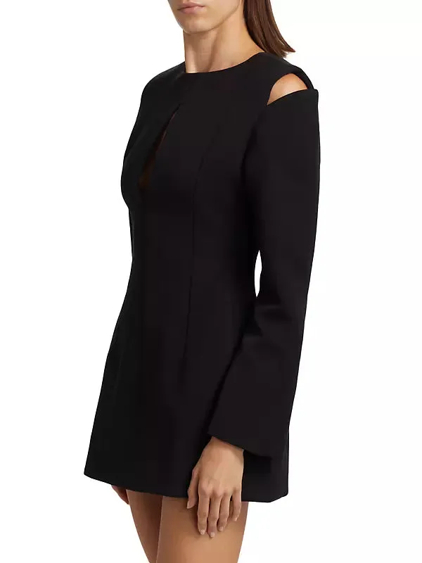 Halston Cut-Out Cold-Shoulder Mini dress in black Gloria Lanvin